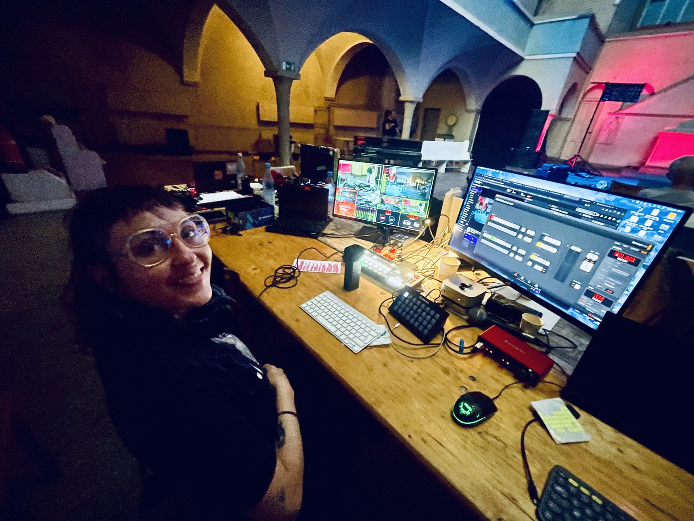 Mariana Hoyos at the live-editing desk during a stream