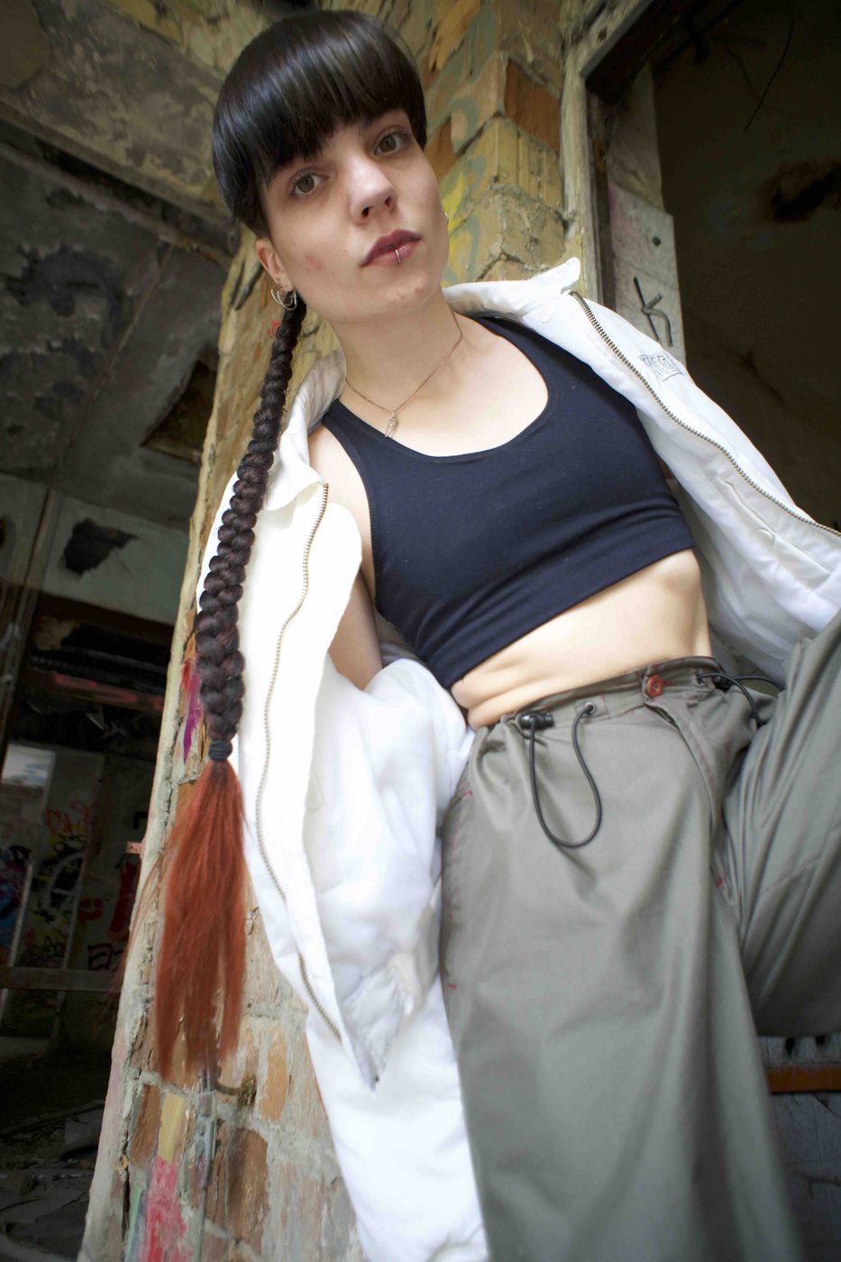 Inner Rave editorial — model with a long braid